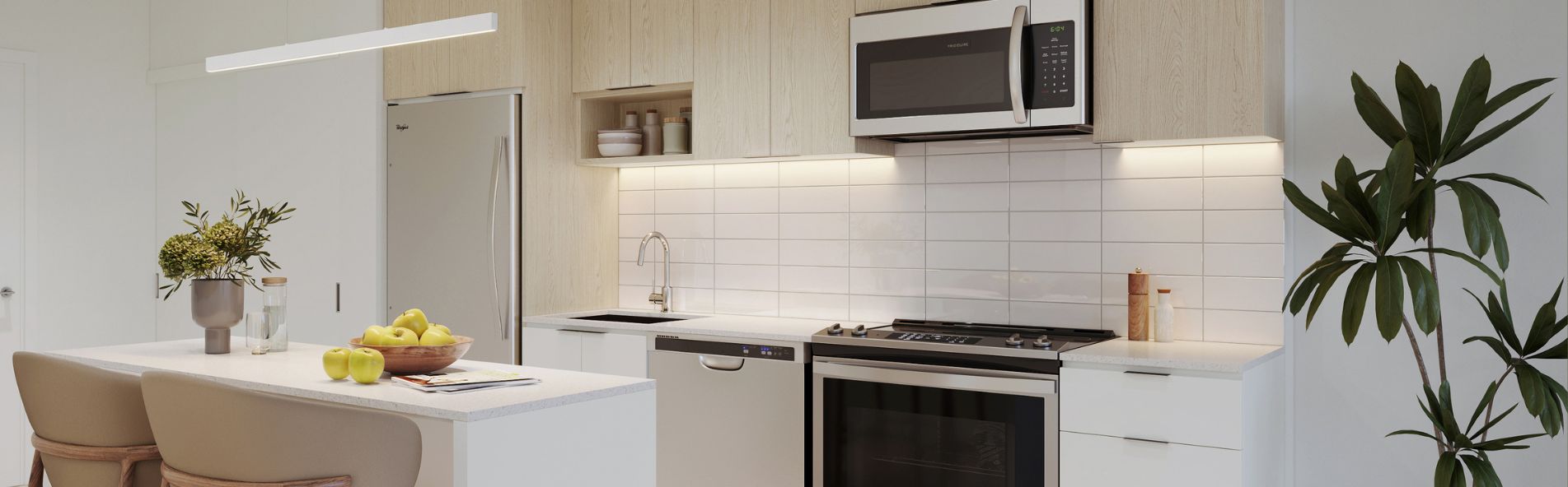Kitchen of apartment at 610 Martin Grove. Richview apartments by Minto Apartments. slider-img